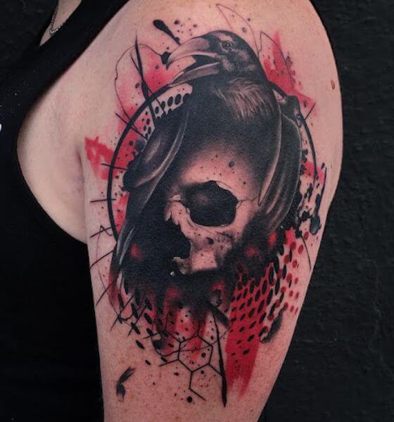 Trash Polka Skull Tattoo