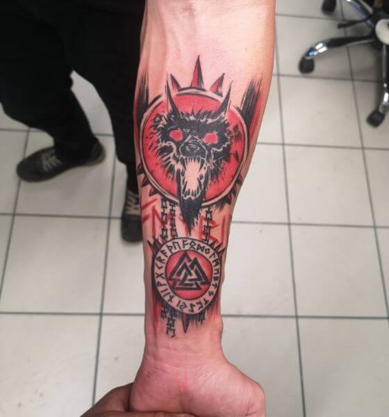 Trash Polka Viking Tattoo on Arm