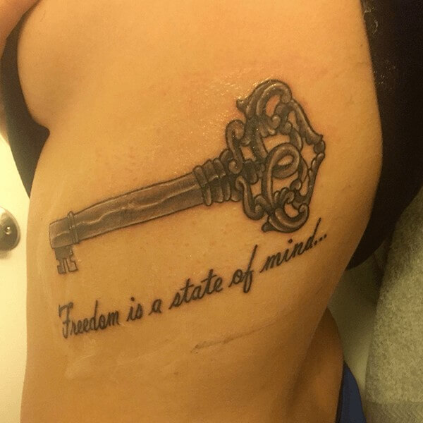 Freedom is a state of mind Quote Tattoo