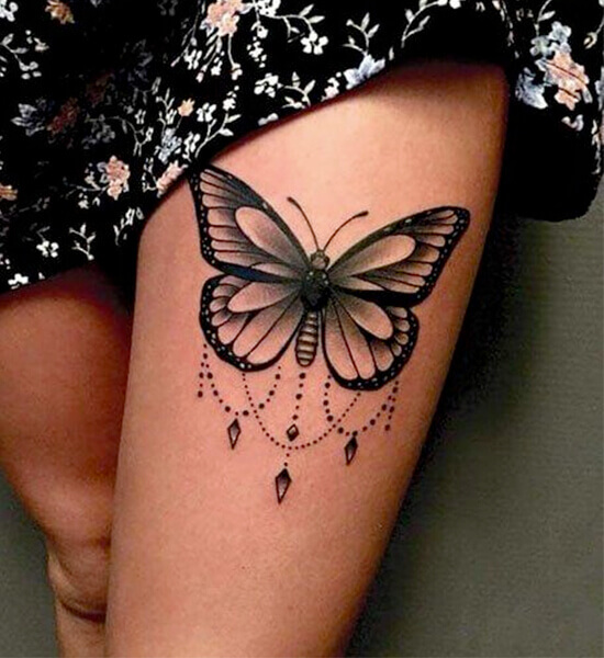 Butterfly Leg Tattoos for women