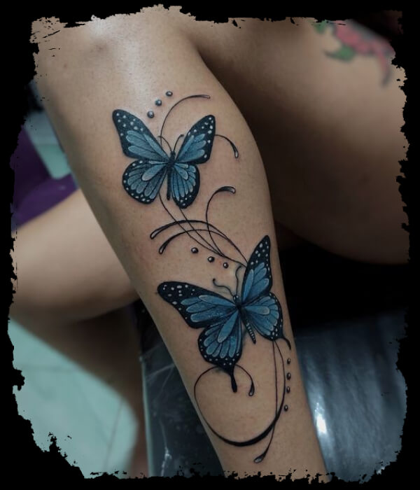 Butterfly Leg Tattoos for women