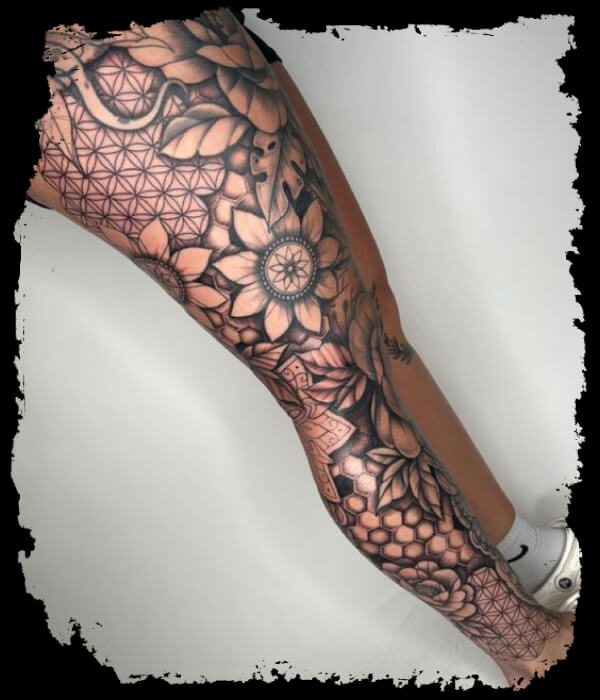 Leg Sleeve Tattoo - Trending Tattoo Leg-Sleeve-Tattoo