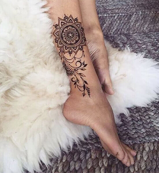 Mandala Leg Tattoo Female