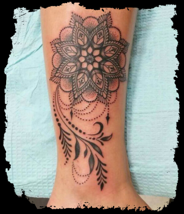 Mandala Leg Tattoo Female