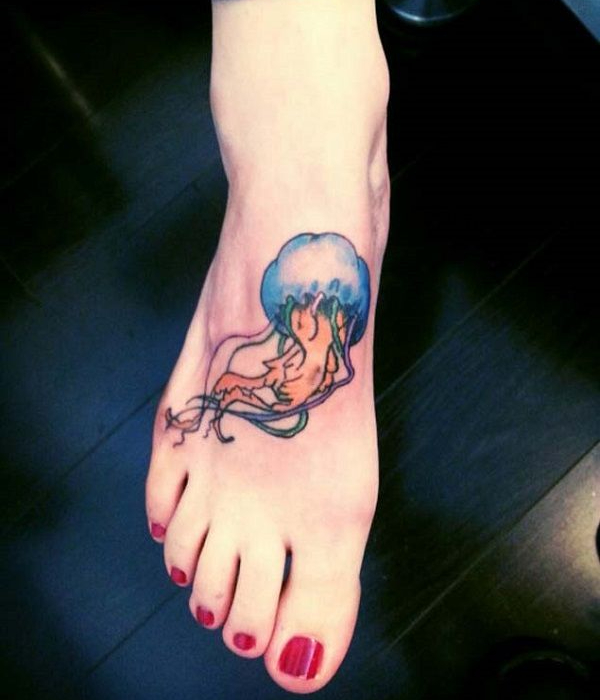 jellyfish leg tattoo design