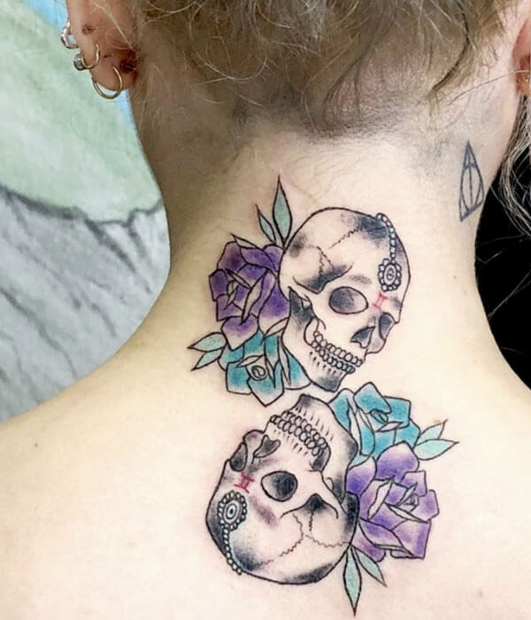 Gemini Skull Tattoo on Back
