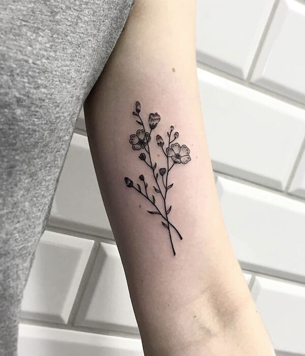 Black and White Bouquet Tattoo on hand