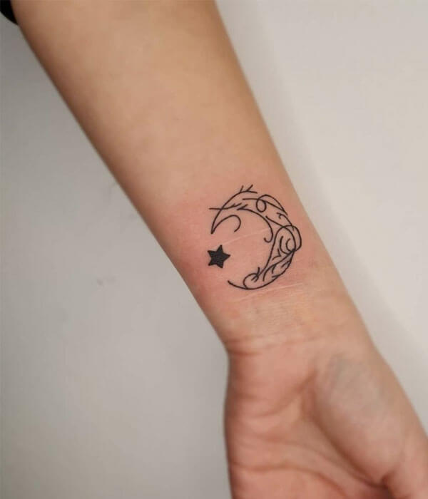 Moon and the Star Tattoo on Hand