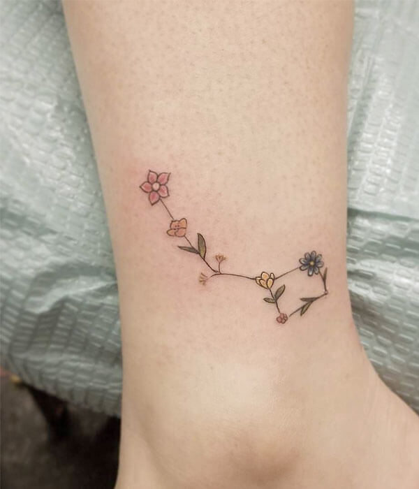 Gemini Constellation Tattoo on Leg
