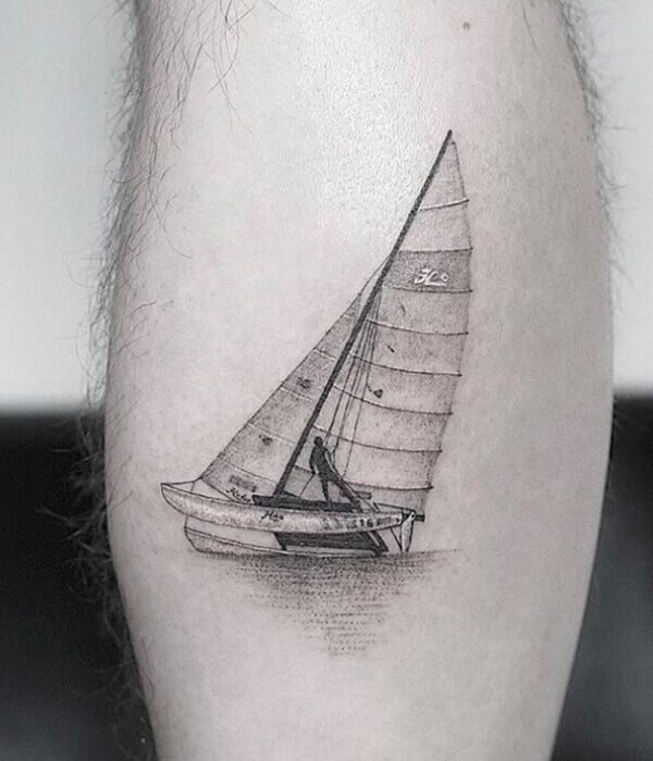 Black And White Sea Tattoo Sailboat