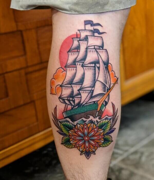 Ship tattoo  Tattoo design i did for my friend Ben DO NOT   Flickr