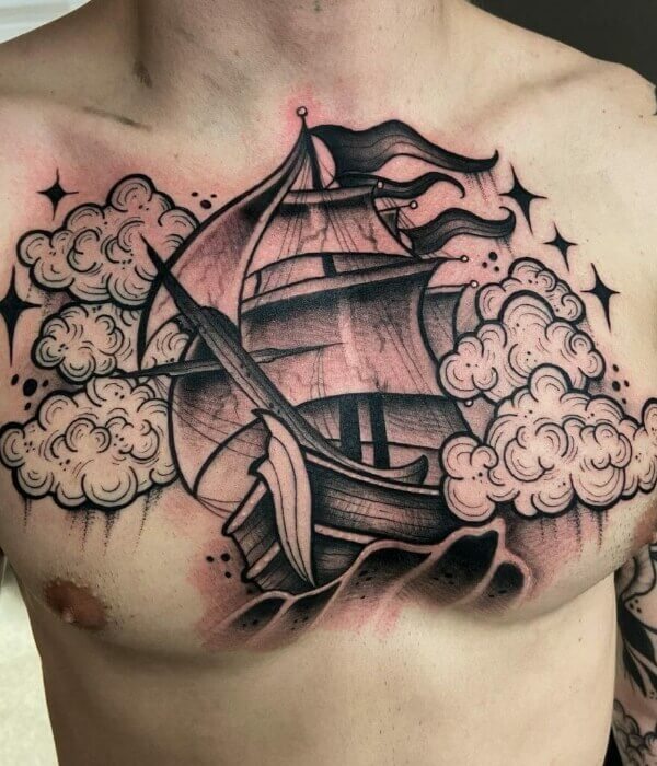 Chest Ship Tattoo – 1