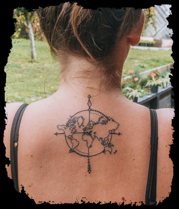 Compass and Map Back Tattoo - Trending Tattoo Compass-and-Map-Back-Tattoo