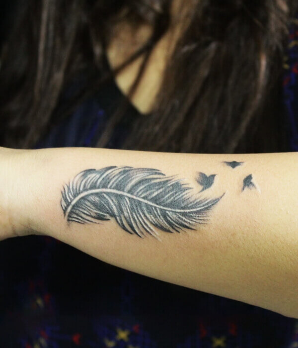 Feather and Birds Flash Tattoo