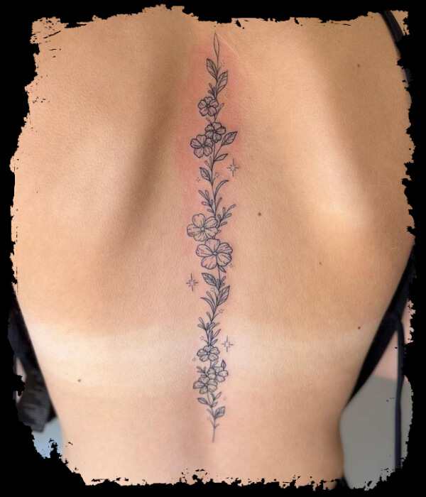 Floral Spine Tattoo - Trending Tattoo Floral-Spine-Tattoo