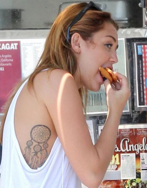 Miley Cyrus Dream Catcher Tattoo on Rib