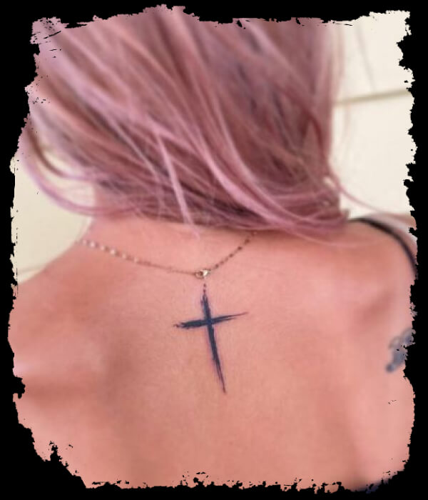 Minimalist Cross Tattoo on Back - Trending Tattoo Minimalist-Cross-Tattoo-on-Back