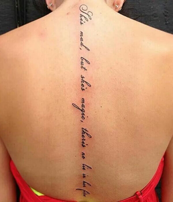 Quote Tattoo on Spine