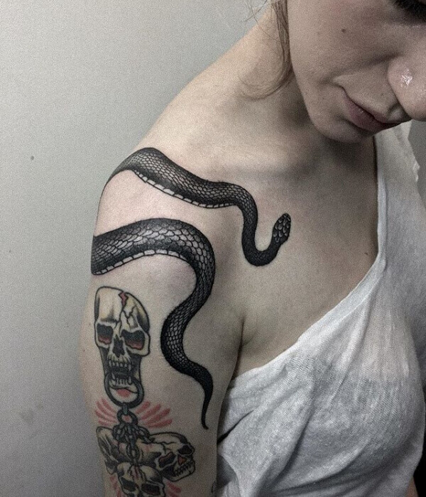 Snake Tattoo on the Shoulder