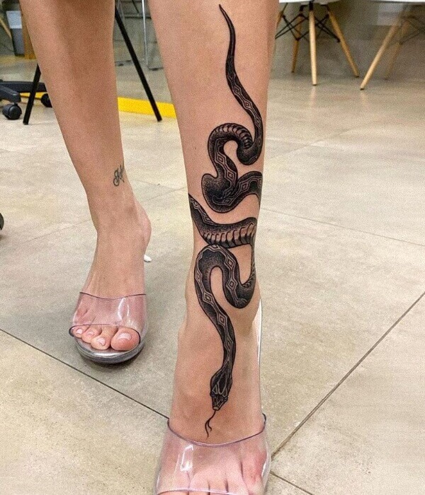 Tattoo tagged with snake foot leg ankle  inkedappcom