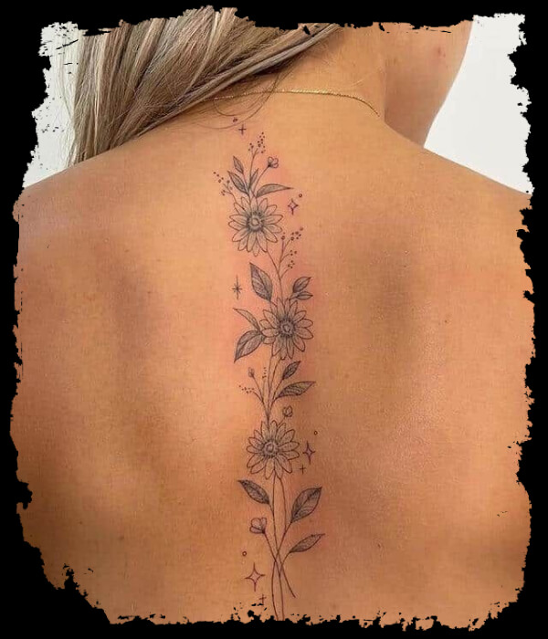 Sprawling Floral Back Tattoo - Trending Tattoo Sprawling-Floral-Back-Tattoo