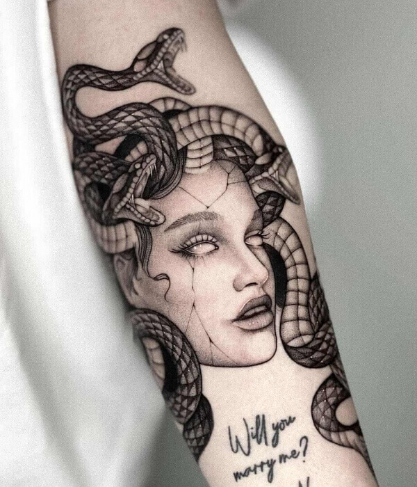 The Snake of Evil Medusa Tattoo