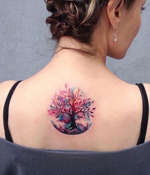 Tree Tattoo on Woman Back