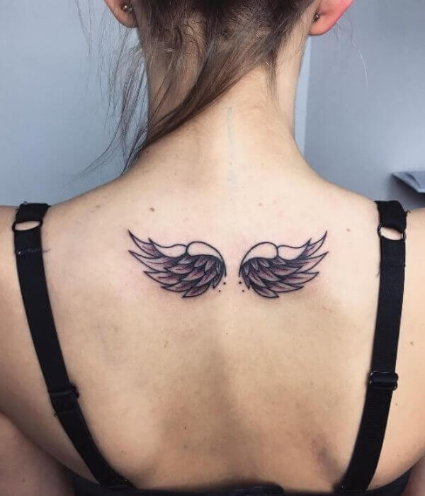 Wings Tattoo on Women Back