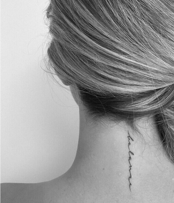 Fine line tattoo on the neck 