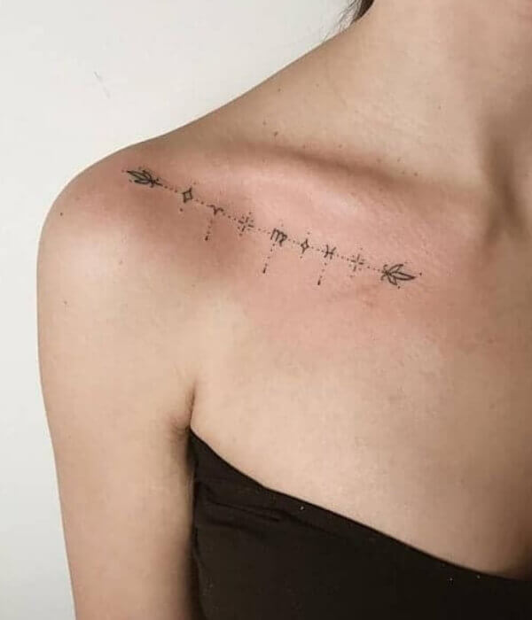 Fine line tattoo on your collarbone