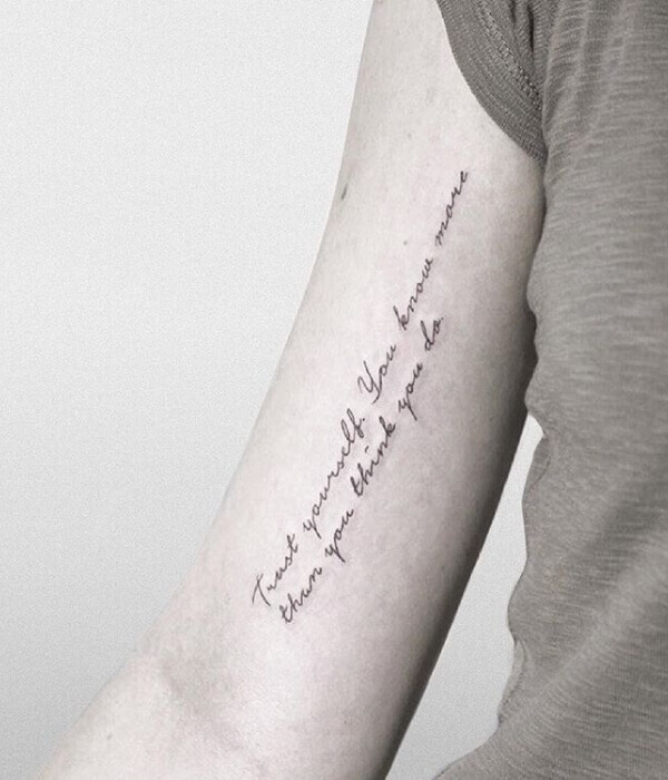 Fine line tattoo with quote 