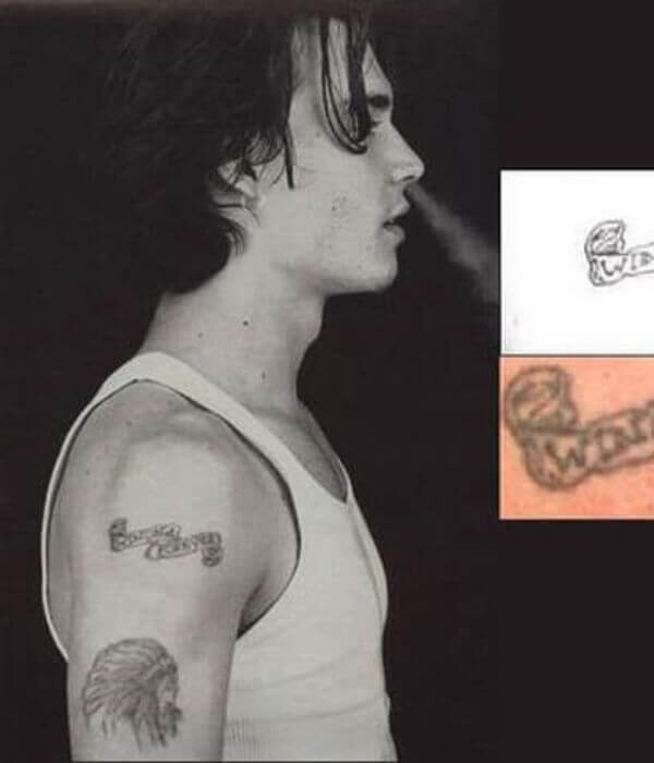 Johnny Depps Wino Forever Tattoo on his Right Bicep
