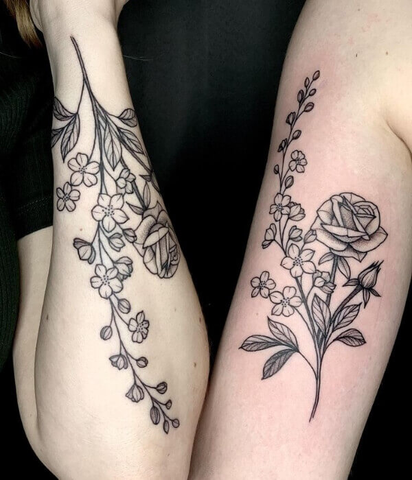 Larkspur Flower Black Outlined Tattoo