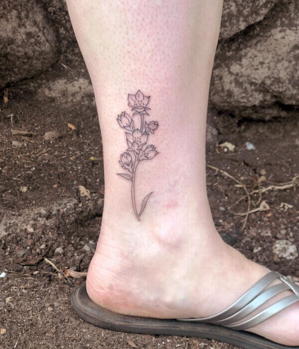 Larkspur Tattoo On Leg