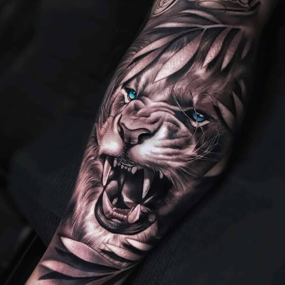 Lion Tattoo Forearm for men on hand