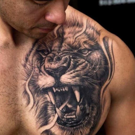 Lion Face Tattoo for Men