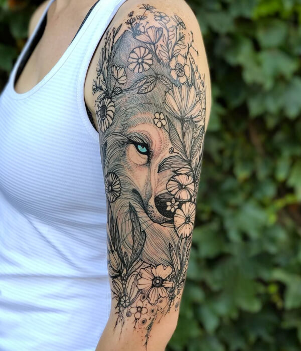 Wolf Full Sleeve Tattoo for Women