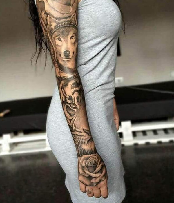 Wolf Full Sleeve Tattoo