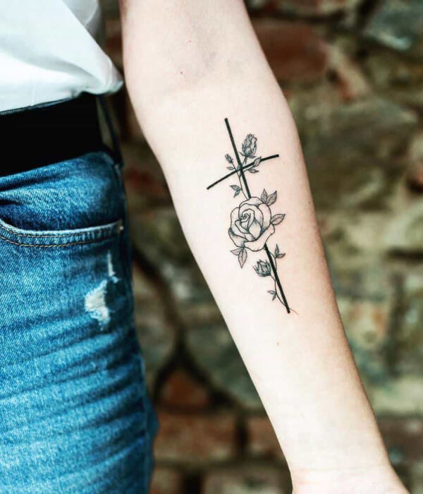 Cross Sleeve Tattoo for Women