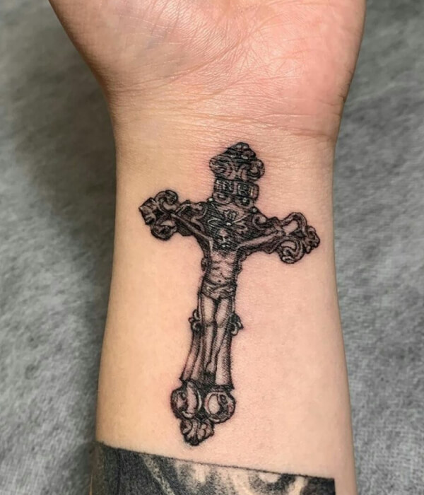 Cross Sleeve Tattoo on Hand