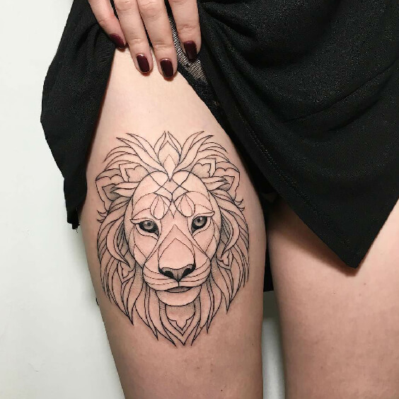 Geometric Lion Tattoo for Women