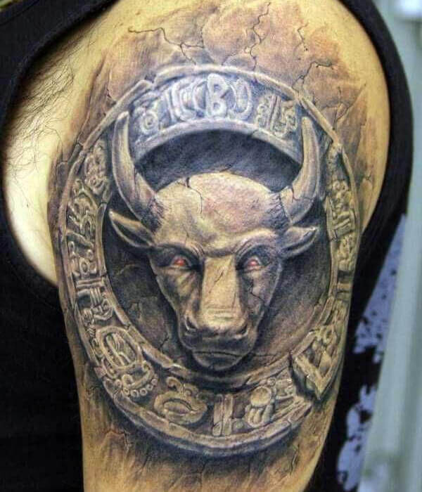 3D Taurus Tattoo Design for Men