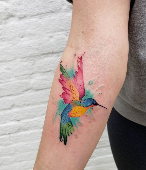 Hummingbird Lower Sleeve Tattoo for Women