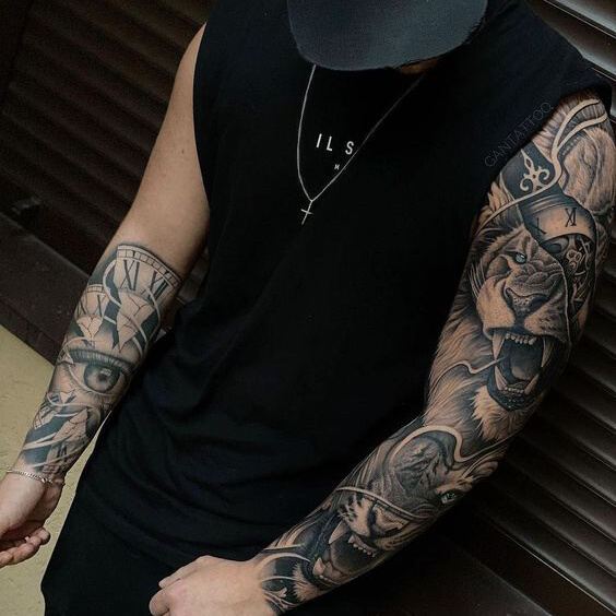 Lion Sleeve Tattoo for men