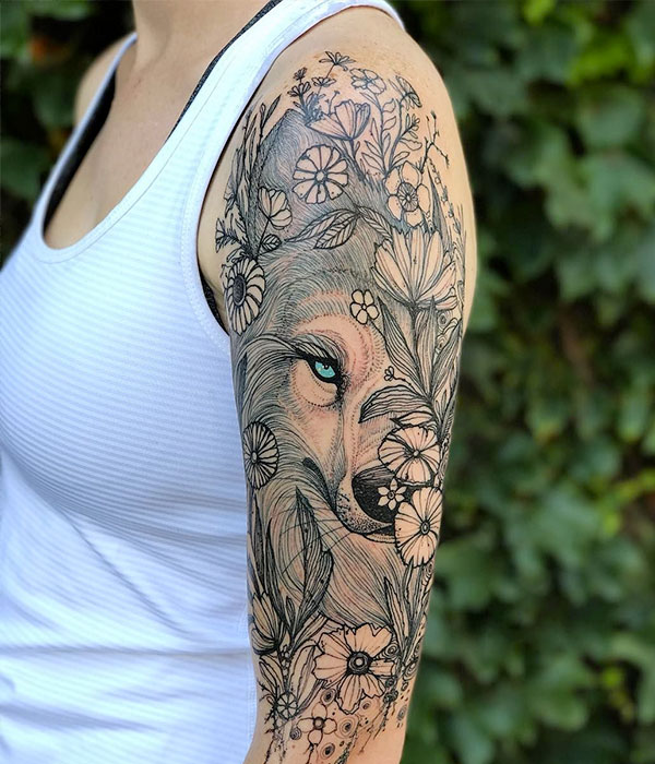 Wolf Lower Sleeve Tattoo for Women