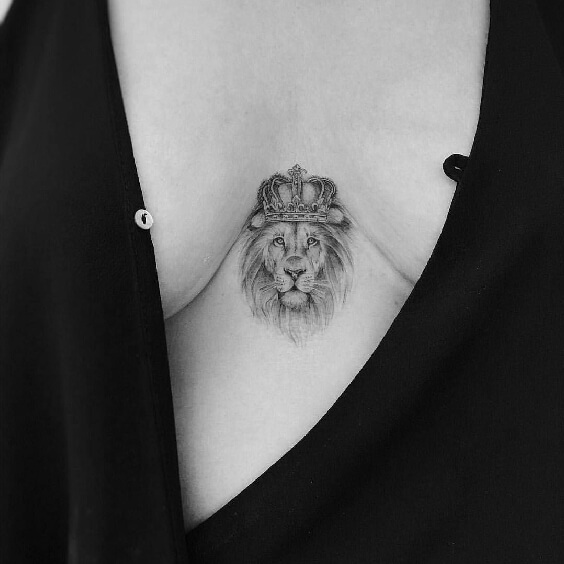 lion tattoo for women chest