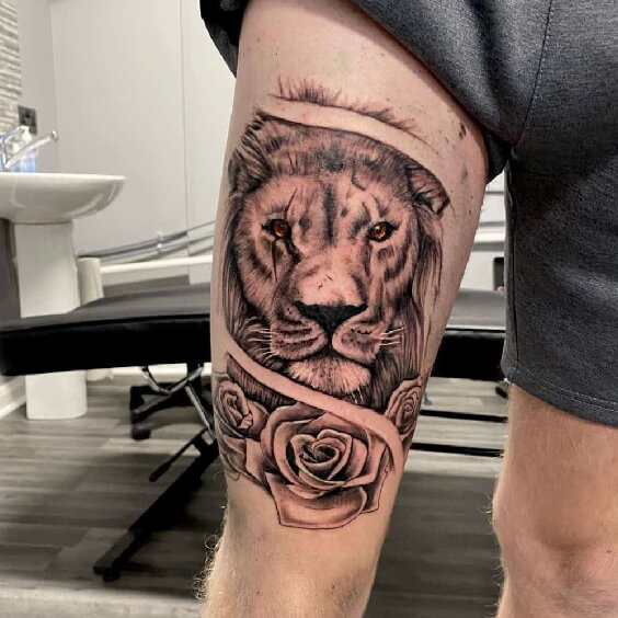 Lion Leg Tattoo for Men