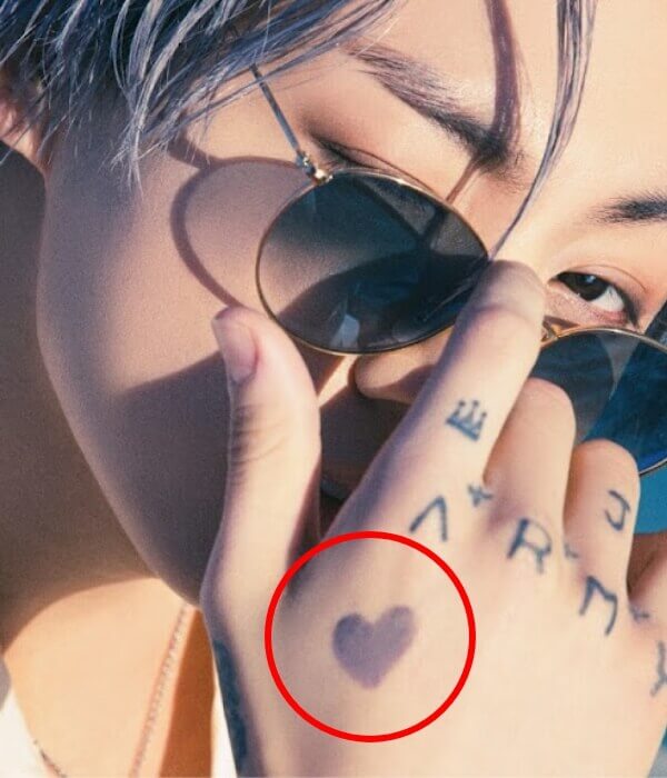 BTS Jungkook Purple Heart Tattoo on Hand