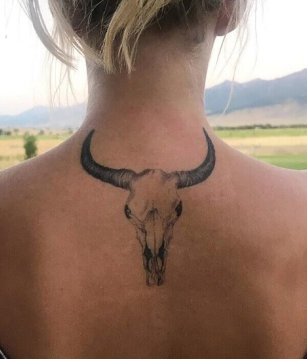 Bull Skull Taurus Tattoo for Women