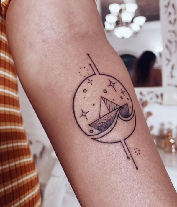 Circle Paper Boat Tattoo